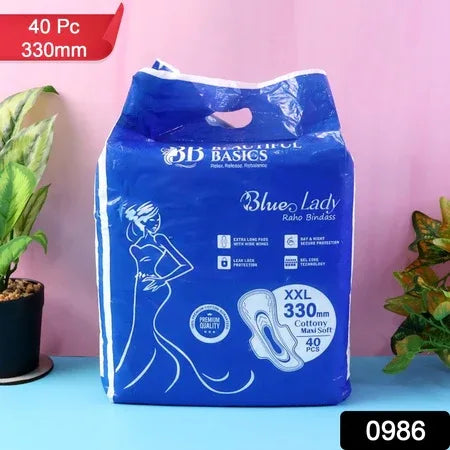 Blue Lady Extra Long Pads With Wides Wings Sanitary Pads 320 Mm 40-pack - Zidbik