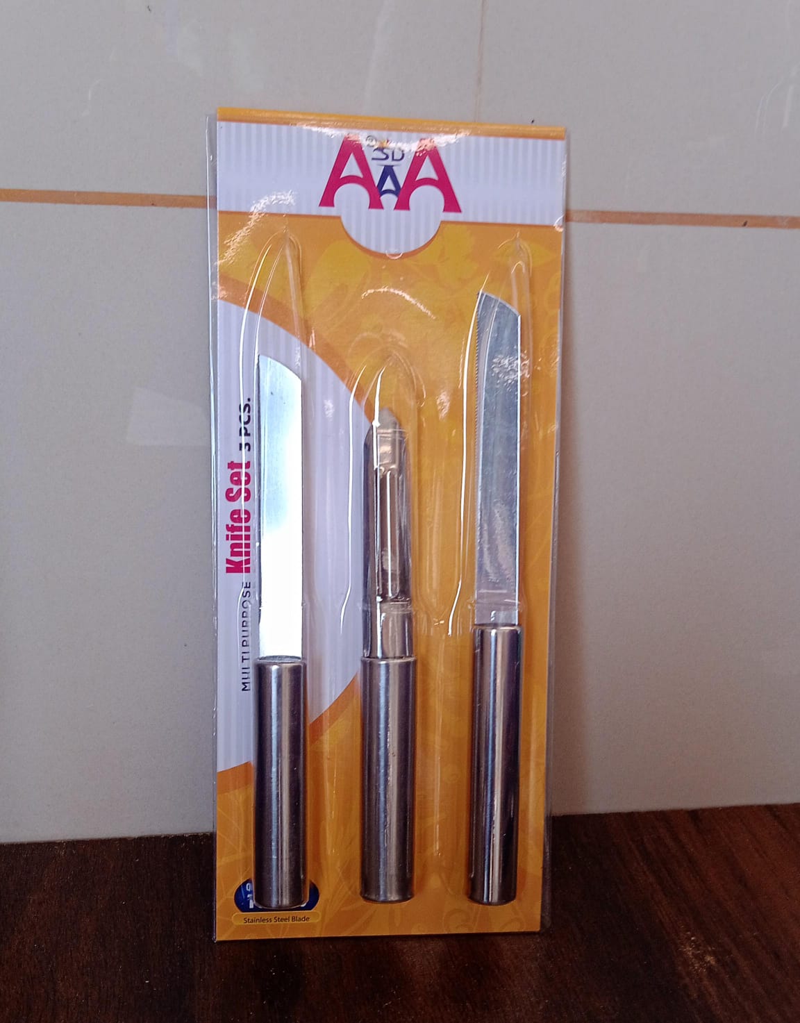 8243 Stainless Steel Multipurpose Sharp Cutting Knife With Non-slip Handle For Fruit Meat And Vegetable Chopping (Pack Of 3) - Zidbik