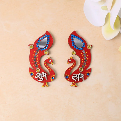 Decorative Wooden Shubh Labh Wall Hanging (2 Pc) - Zidbik