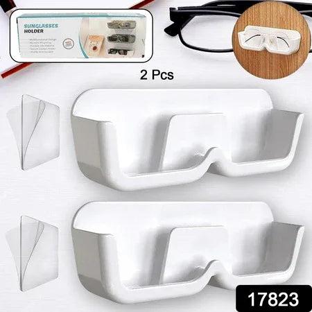 17823 Wall Mount Sunglass Organizer Simple Space Saving Glasses Storage Box Eyewear Stand Holder For Showcase Bedroom Apartment With 2 Pc Double Sided Adhesive Sticker (2 Pcs Set) - Zidbik