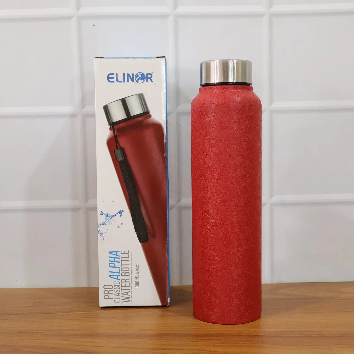 Red Alpha Pro Classic Stainless Steel Water Bottle 1000 Ml Red Color - Zidbik