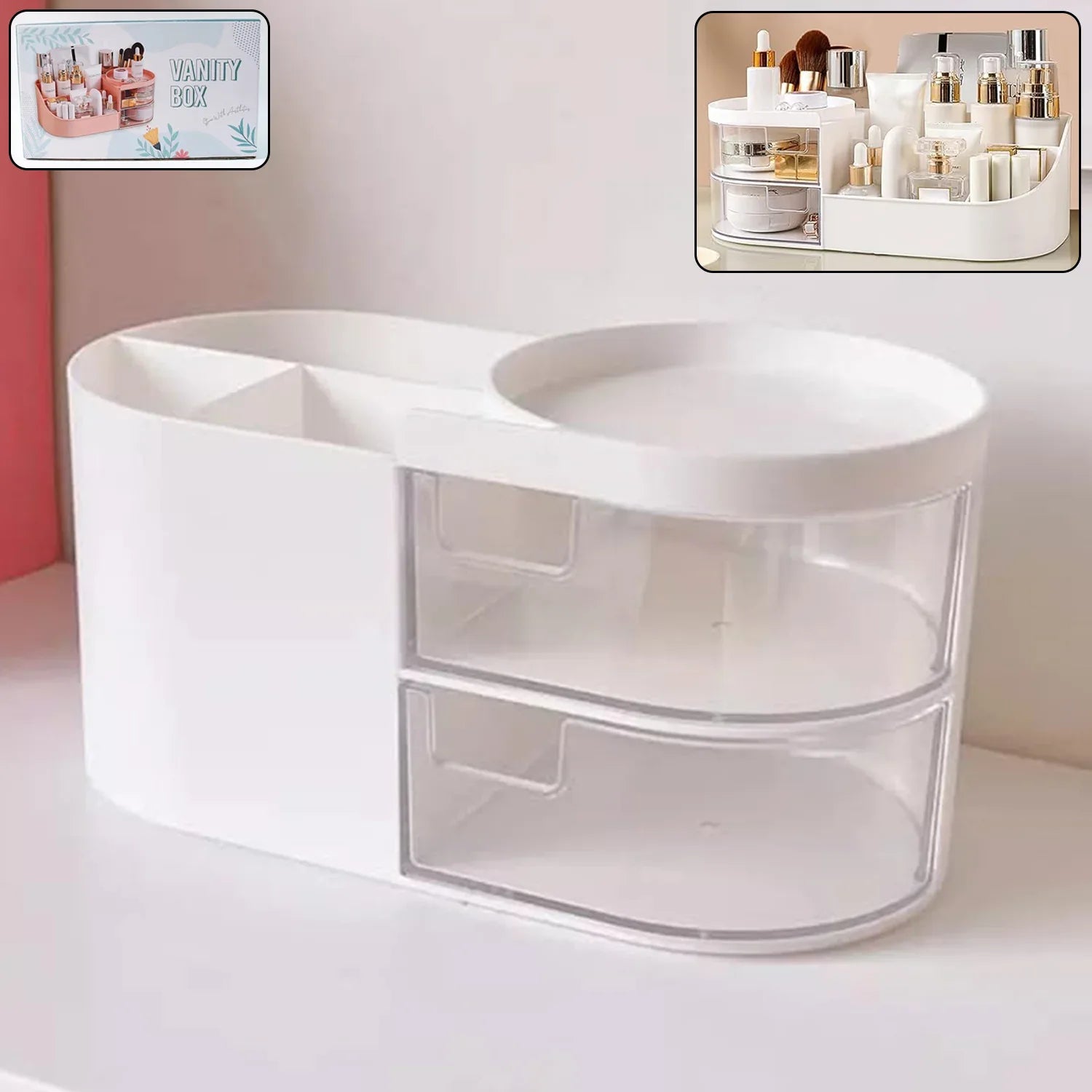 Multi-functional Plastic Vanity Storage Box - Zidbik
