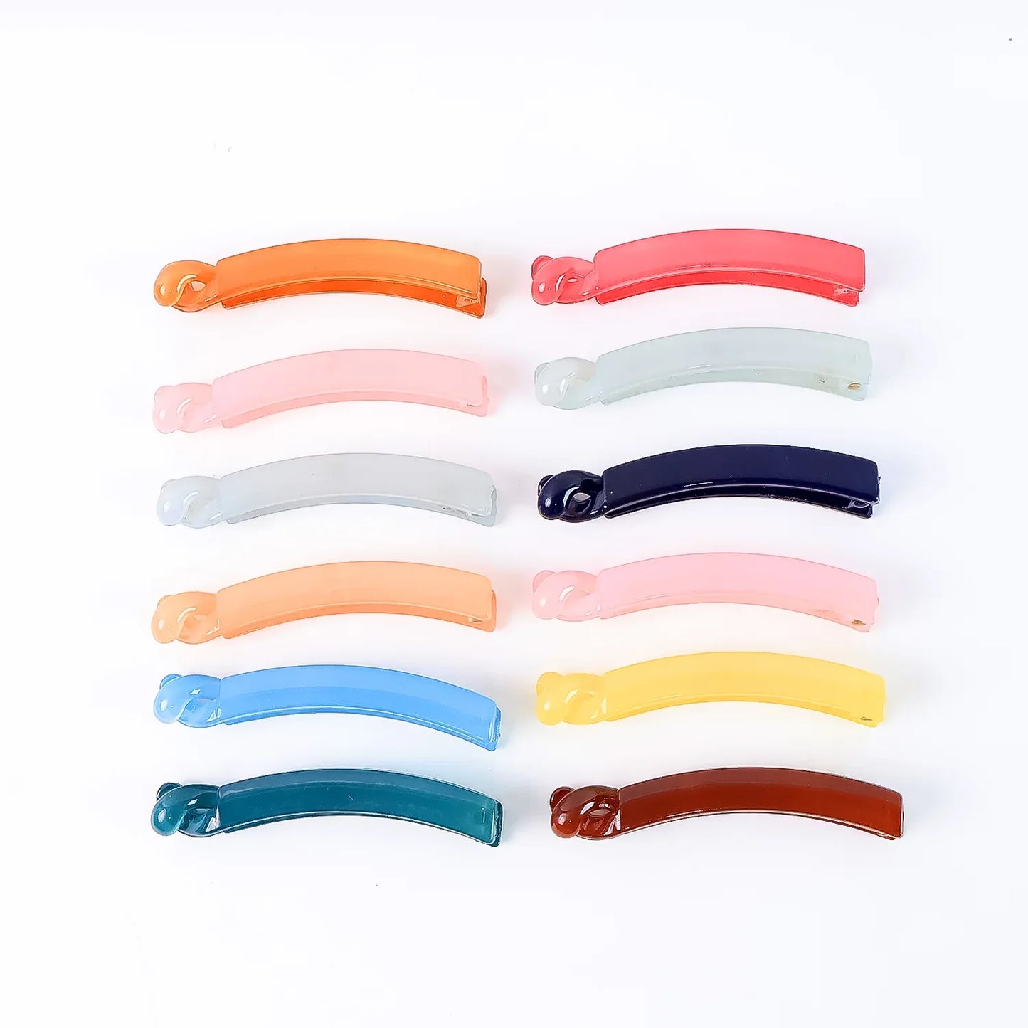 Multicolor Plastic Banana Hair Clips Set (12 Pc) - Zidbik