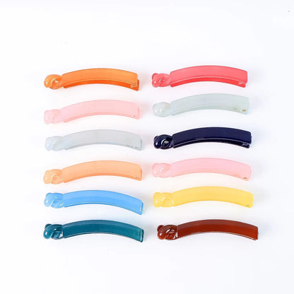 Multicolor Plastic Banana Hair Clips Set (12 Pc) - Zidbik