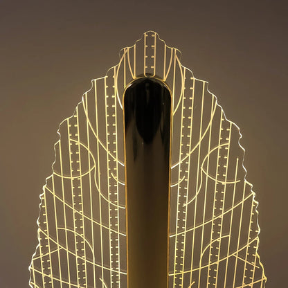 Elegant Plastic Led Table Lamp With Leaf Design Shade (1 Pc) - Zidbik