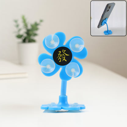 0637 -360 Rotatable Flower Shape Cellphone Holder Car  Mount Sucker Stand (Multicolored With Box)) - Zidbik