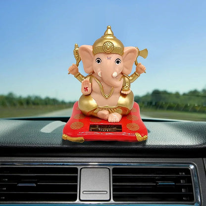 Decorative Medium Lord Ganesh Idol Decorative Statue With Solar-powered Base (1 Pc) - Zidbik