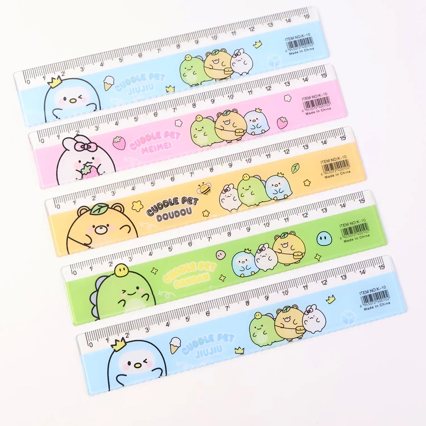 Premium Cute Cartoon Plastic Ruler Set For Kids (5 Pc) - Zidbik