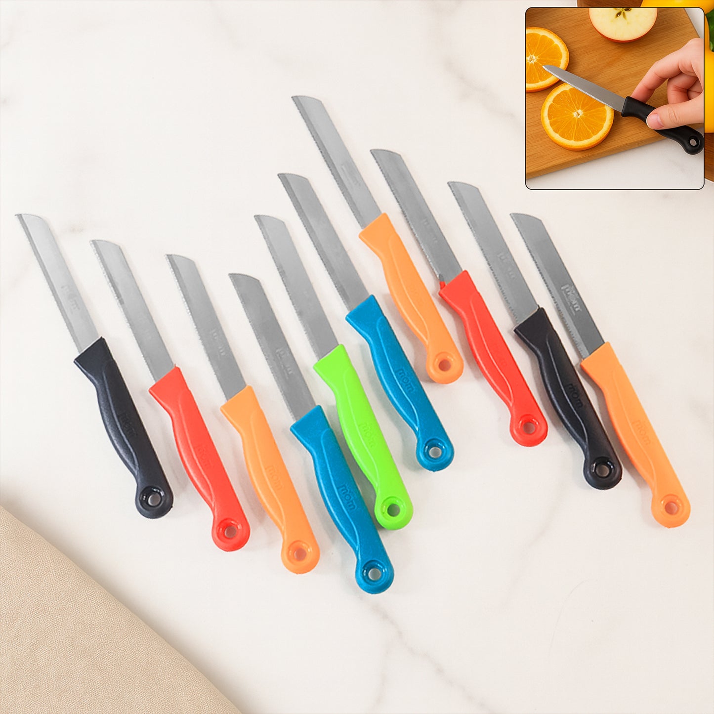 Supermom Stainless Steel Kitchen Laser Knife (10 Pc  Set) - Zidbik