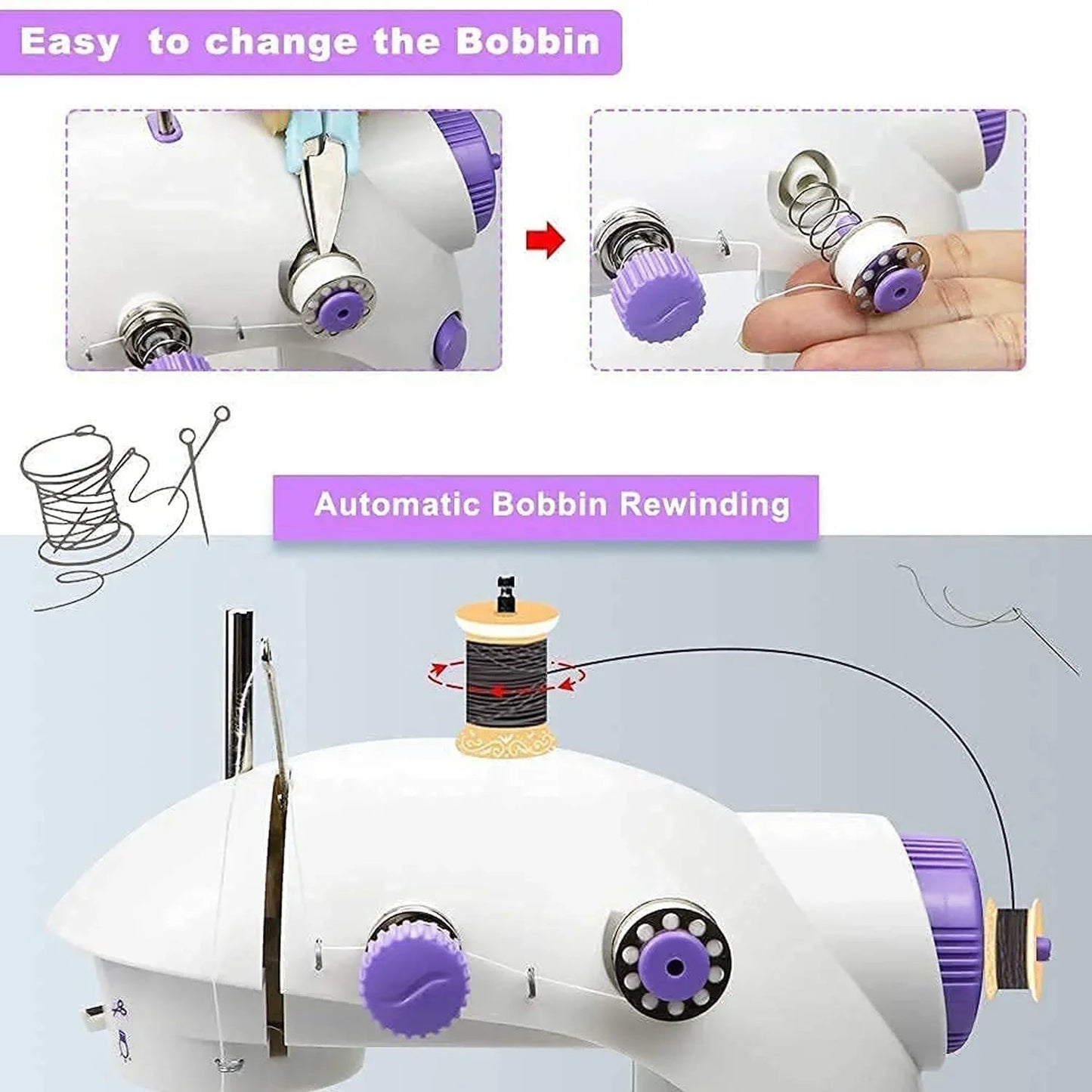 12917 Home Tailoring Sewing Machine With Extension Table Set Foot Pedal Adapter Mini Electric Silai Machine Portable Stitching Machinetailoring Machine - Zidbik