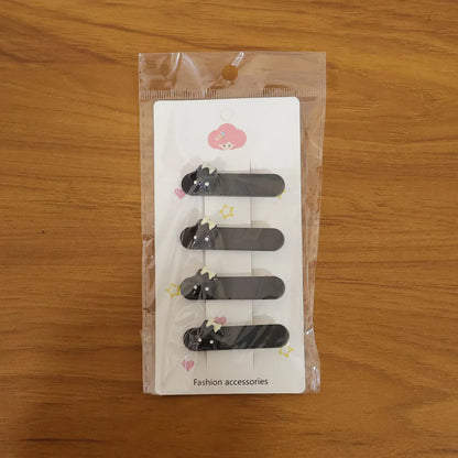 Cute Cat Design Premium Matte Finish Hair Clips (4 Pc) - Zidbik