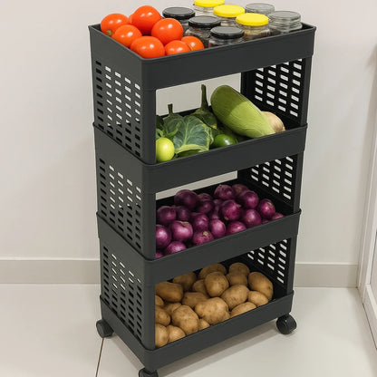 4-layer Plastic Storage Rack With Wheels - Zidbik