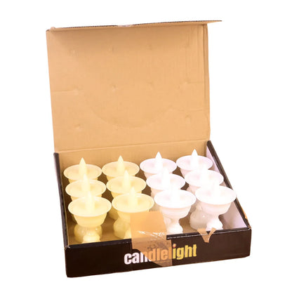 Set Of 12 White Water Sensor Led Diyas - Zidbik