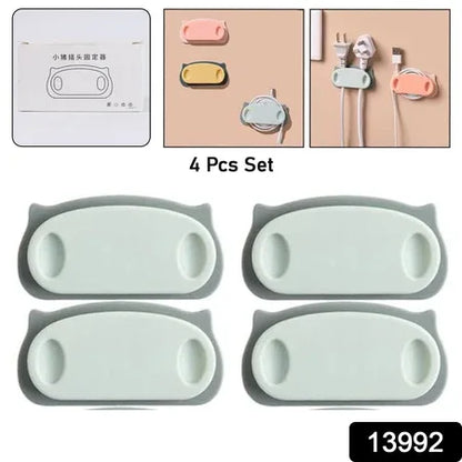 Pig Plug Wire Organizer Cable Holder Clips With Self-adhesive Pad (4 Pcs Set) - Zidbik