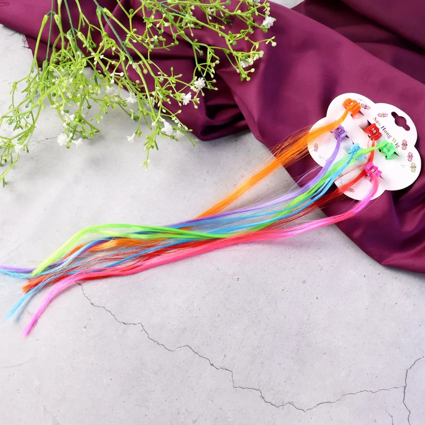 Kids Hair Extensions With Hair Clips (6 Pc Mix Color) - Zidbik