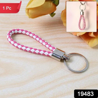 Leather Style Keychain With Metal Ring - (1 Pc) - Zidbik