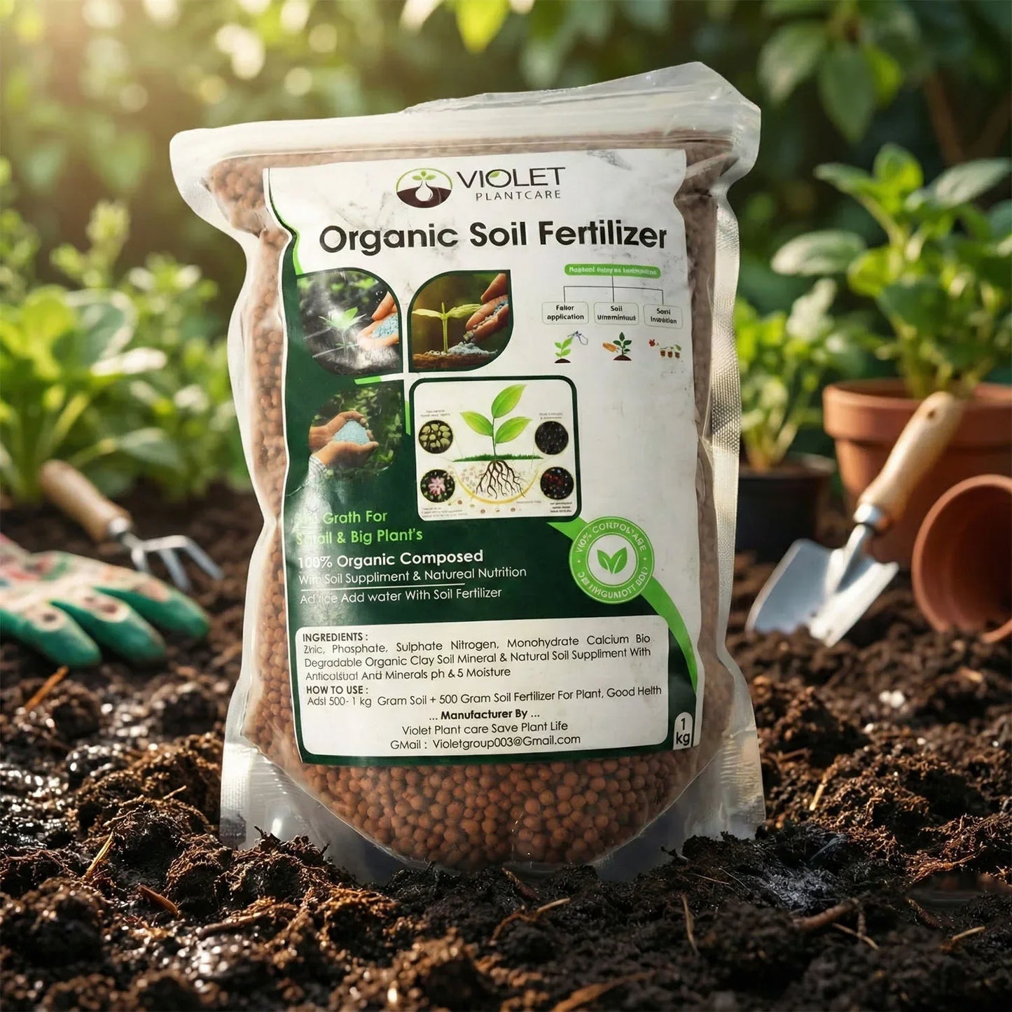 Red Organic Soil Fertilizer Granules (1 Kg Pack) - Zidbik