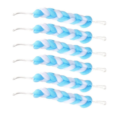 6072 Hanging Bath Shower Long Loofah Sponge Pouf Body Scrubber Small Size (Pack Of 6) - Zidbik