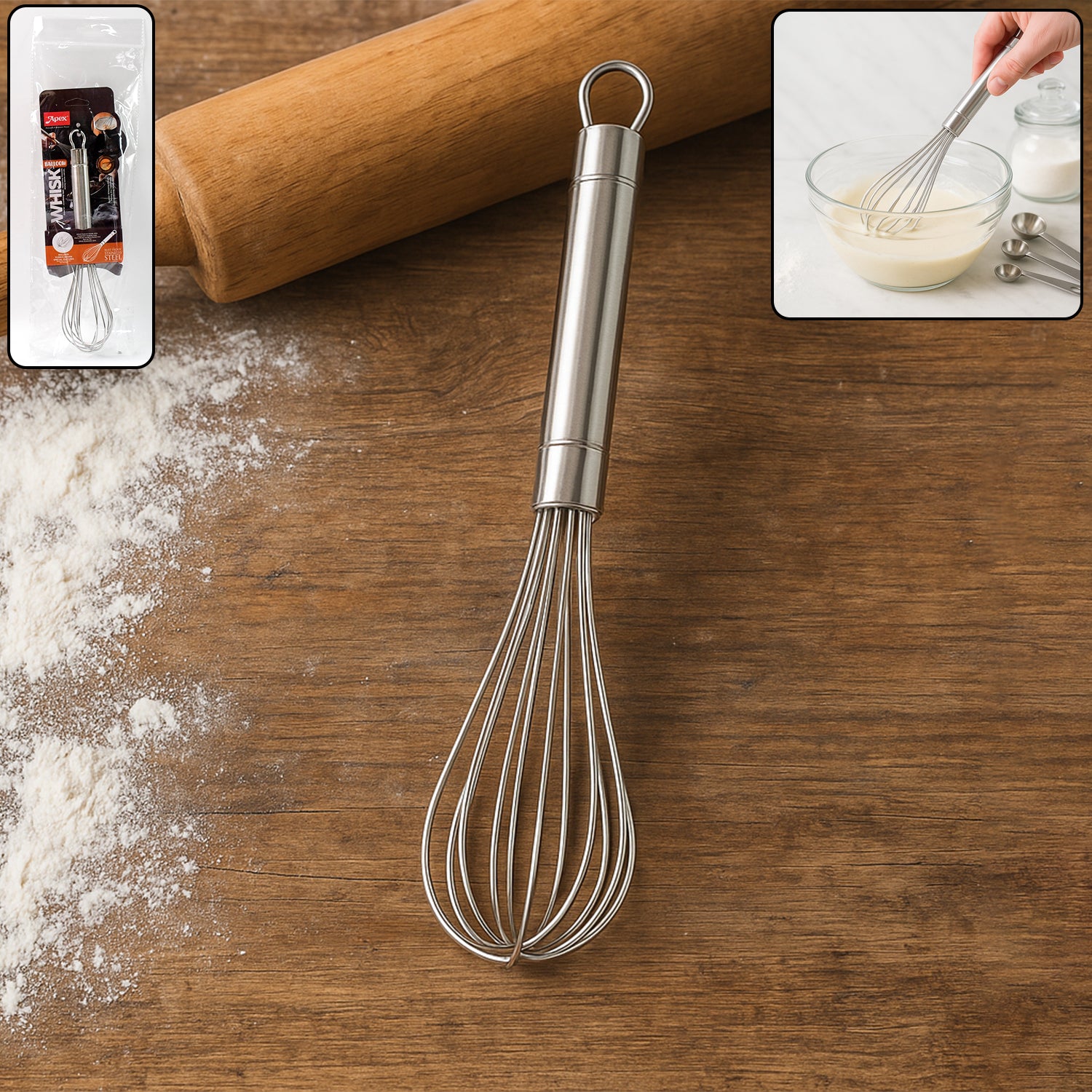 Apex Stainless Steel Small Hand Whisk (1 Pc) - Zidbik