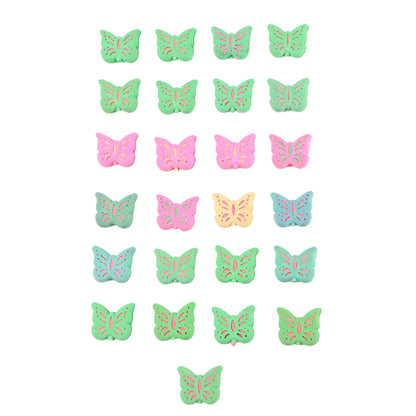 Butterfly Shape Eraser Rubber (25 Pc Mix Colour Design) - Zidbik