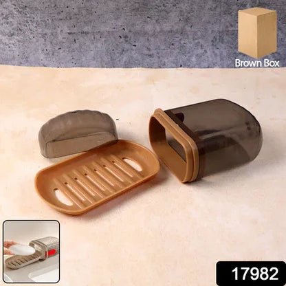 Premium Plastic Soap Box With Drain Tray Protective Cover - Zidbik