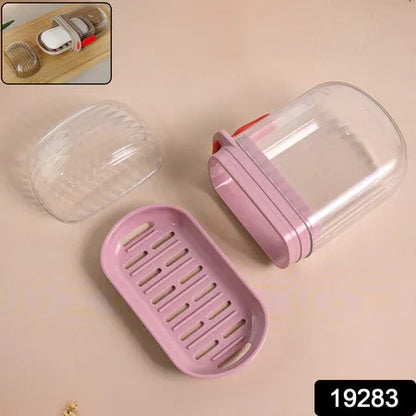 Multipurpose Plastic Soap Dish With Transparent Dust-proof Lid Sabudani (1 Pc) - Zidbik