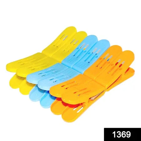 1369 Plastic Cloth Double Pin Clips For Cloth Dying Cloth (Multicolour) (Pack Of 12) - Zidbik