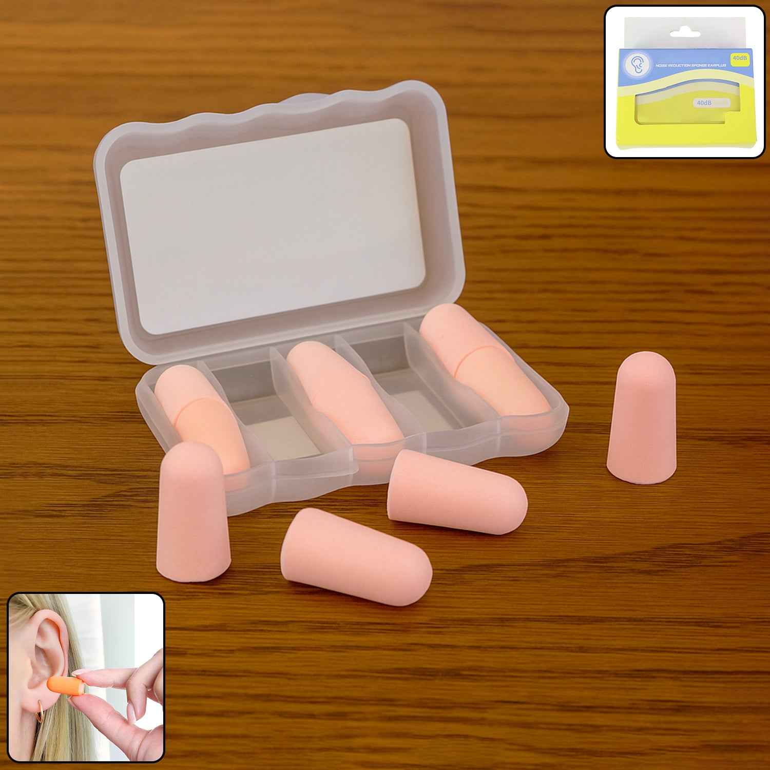 Foam Ear Plugs with Case - Portable Storage Box (5 Pairs)
