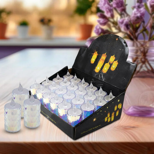 24 Pc Flameless And Smokeless Decorative Melting Candles Led Tea Light - Zidbik