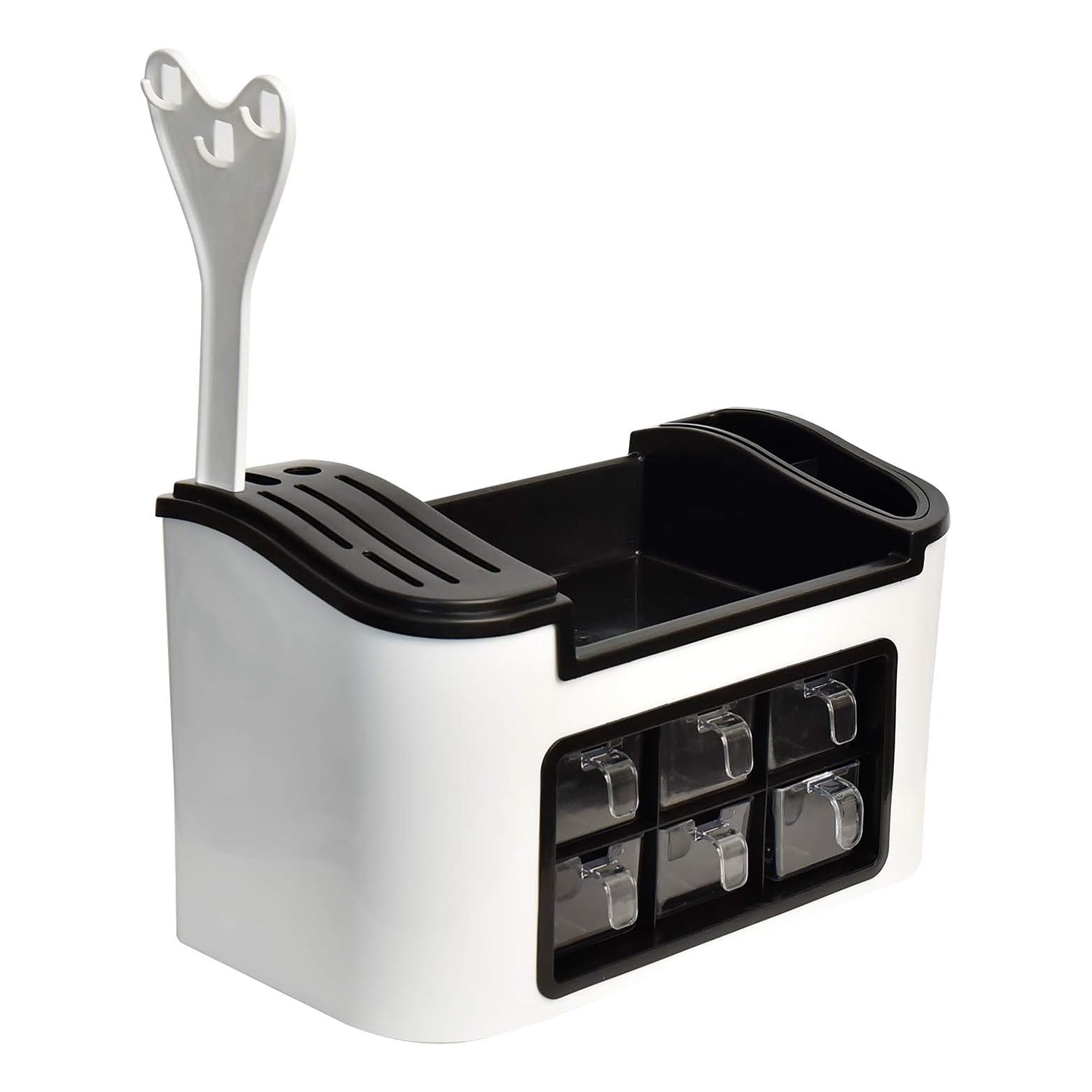 Multifunctional Kitchen Storage Organizer Rack With 6 Spice Containers Knife  Spoon Holder And Top Shelf - Zidbik