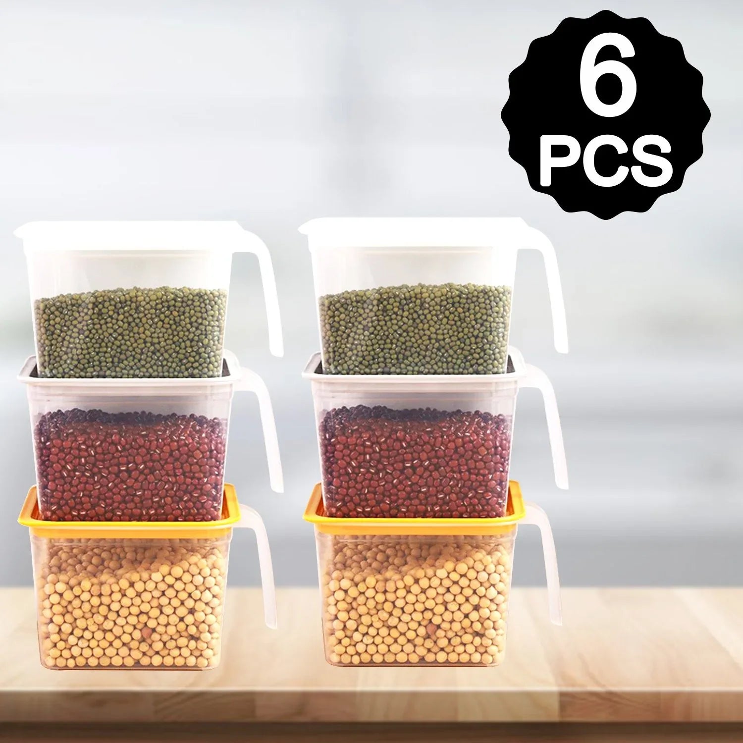 2454 Air Tight Unbreakable Big Size 1100 Ml Square Shape Kitchen Storage Container (Set Of 6) - Zidbik