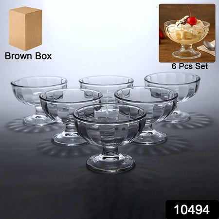 Premium Glass Ice Cream Dessert Bowl 6 Pc Set - Zidbik