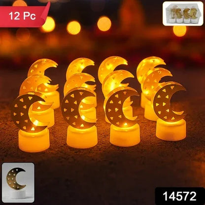 Decorative Moon Shaped Flameless Led Candles (12 Pc) - Zidbik