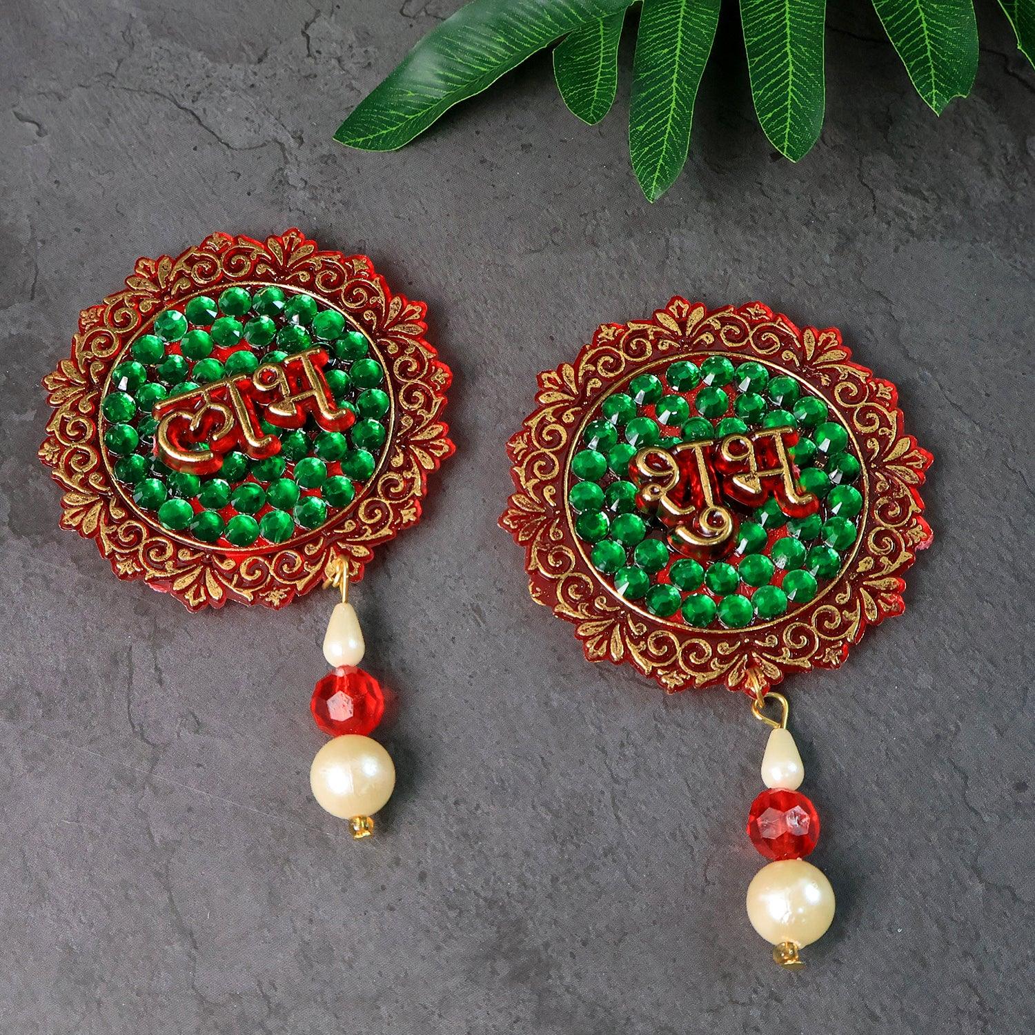 Shubh Labh Beaded Decorative Door Hanging (2 Pc) - Zidbik