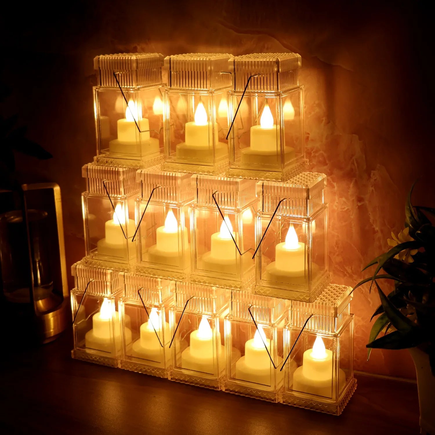 Set Of 12 Led Storm Lantern Decorative Lights - Zidbik