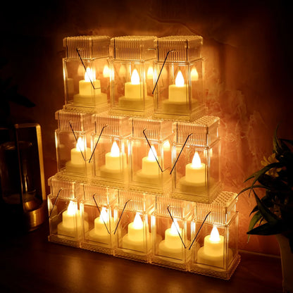 Set Of 12 Led Storm Lantern Decorative Lights - Zidbik