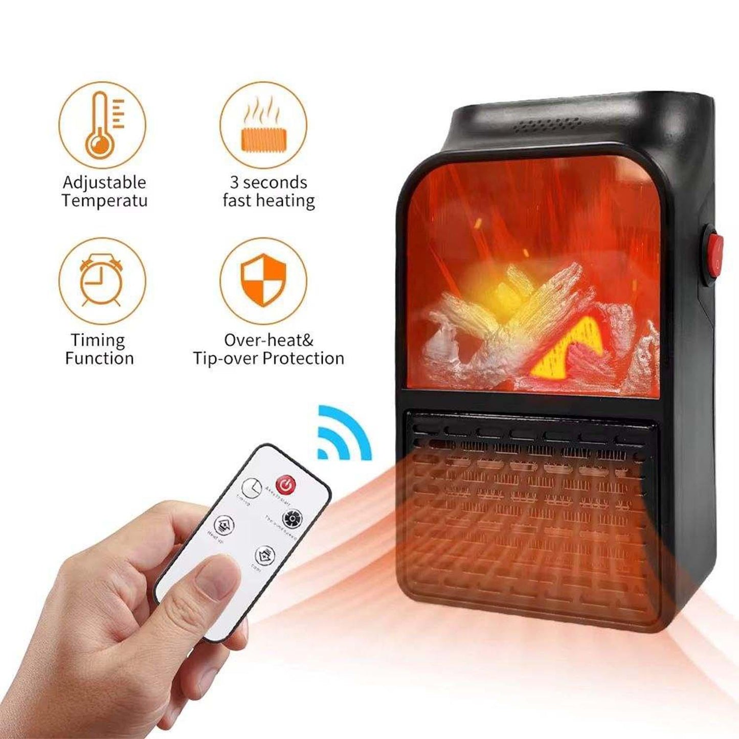 Portable Electric Fireplace Lamp Led Flame Heater (900w 1 Pc) - Zidbik