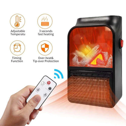 Portable Electric Fireplace Lamp Led Flame Heater (900w 1 Pc) - Zidbik