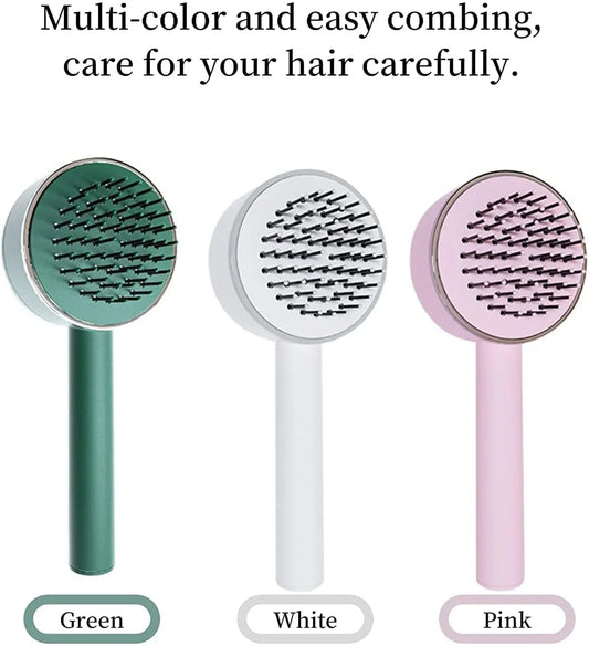 6034 Air Cushion Massage Brush Airbag Massage Comb With Long Handle Self-cleaning Hair Brush Detangling Anti-static For All Hair - Zidbik