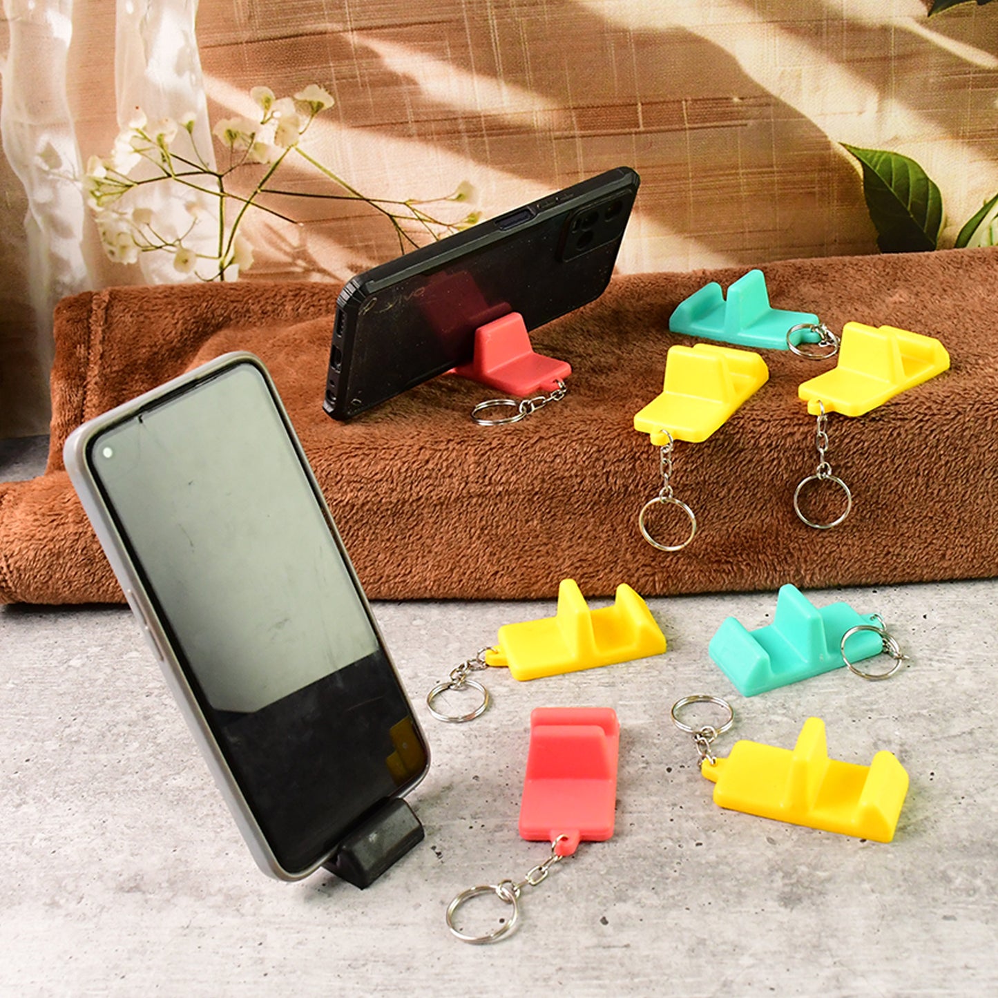 Plastic 2-in-1 Mobile Stand Keychain (9 Pc) - Zidbik