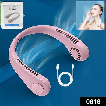 0616 Portable Neck Fan Holiday Hands Free Bladeless Neck Fan 360 Cooling Hanging Fan Usb Rechargeable Personal Neck Fan Wearable Neck Fan Suitable For Traveling - Zidbik