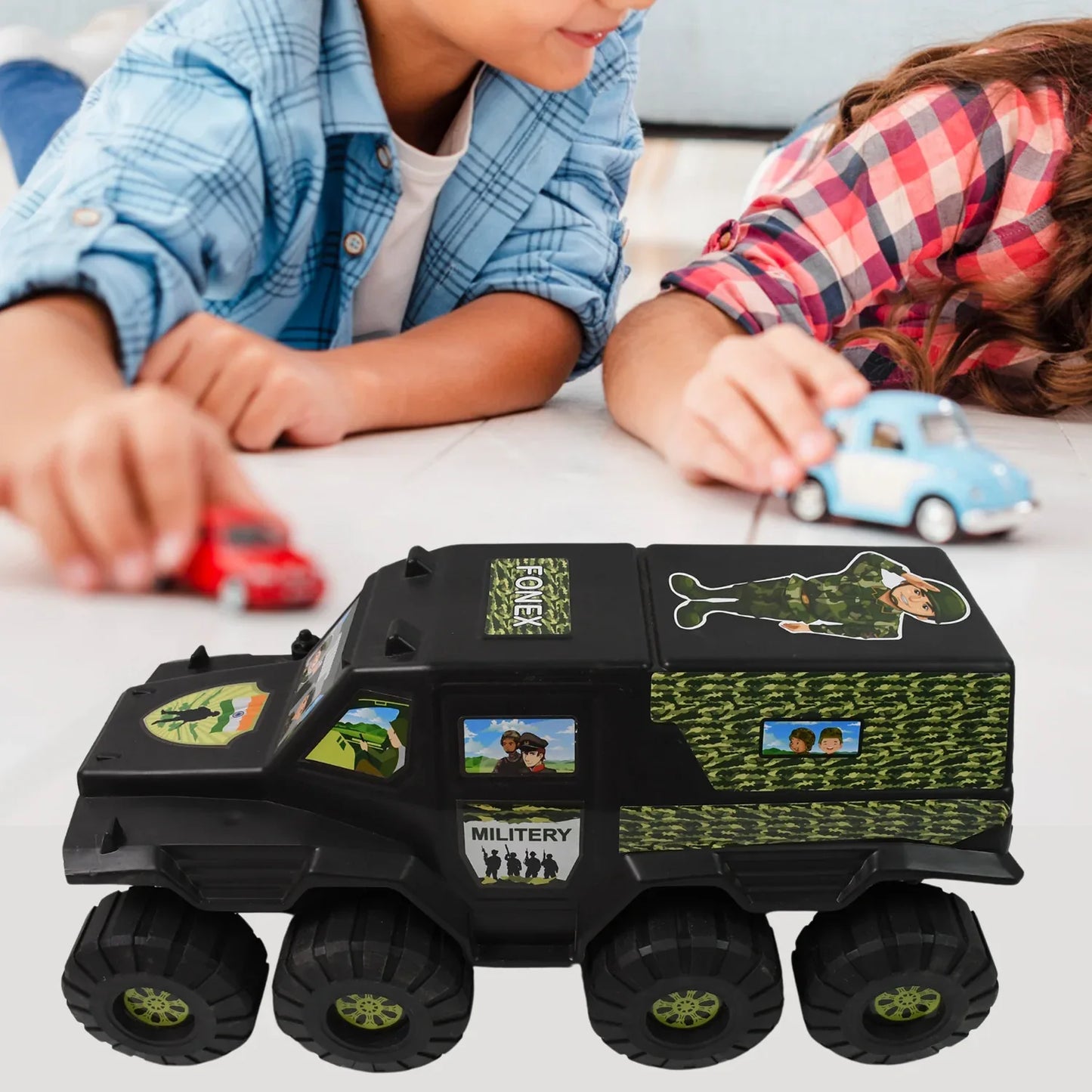 Big Military 8-wheel Plastic Car Toy (1 Pc) - Zidbik
