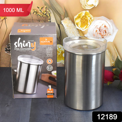 Multipurpose Stainless Steel Airtight Containers With See Through Lid (1 Pc  1000 Ml) - Zidbik