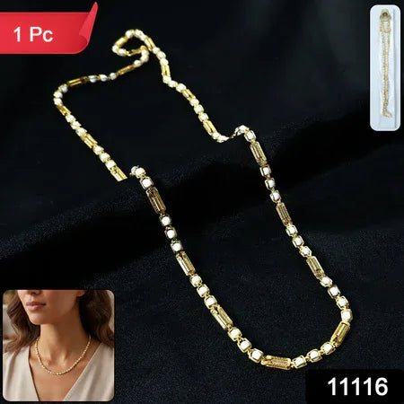 Gold-tone Designer Chain Necklace (1 Pc) - Zidbik