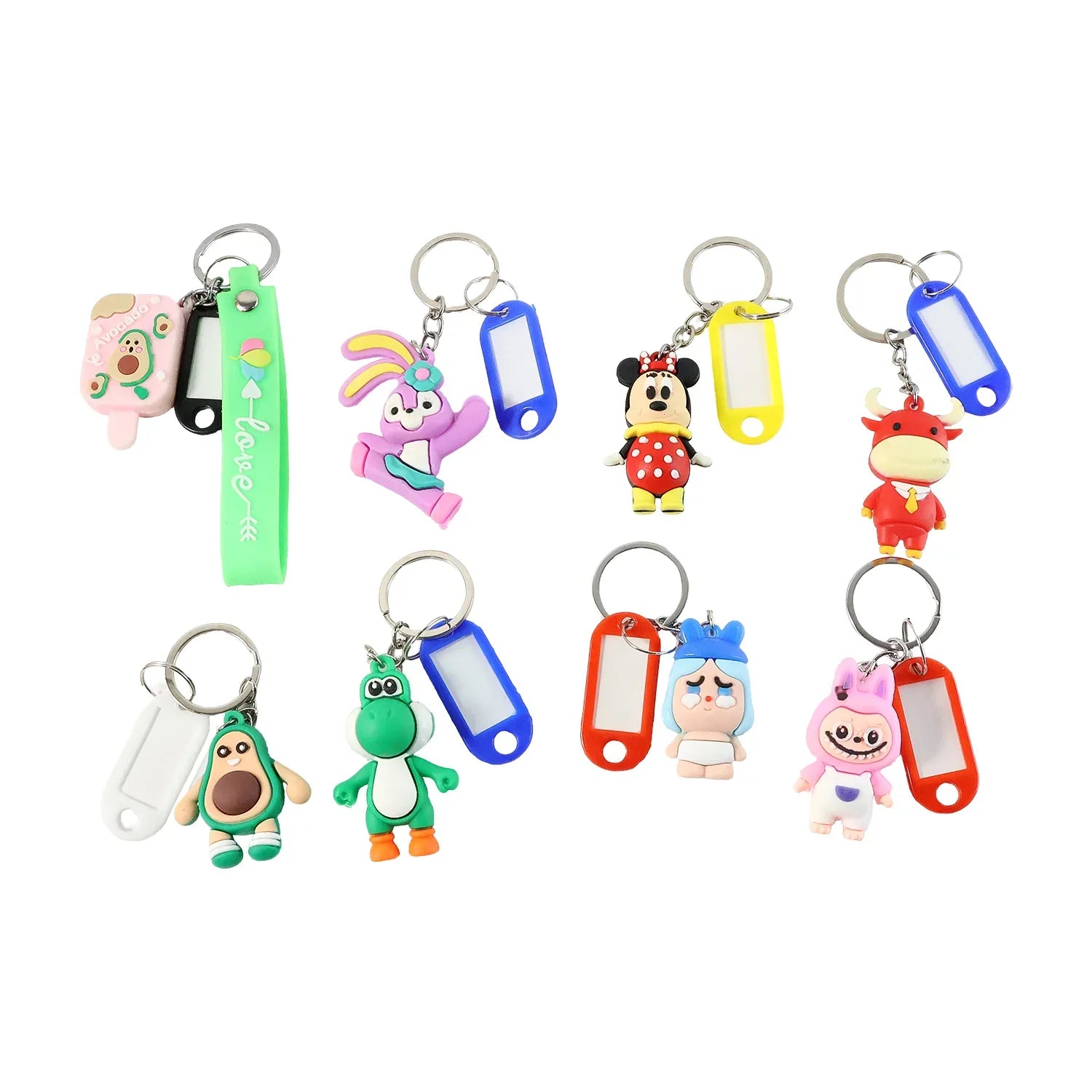 Cartoon Character Keychain With Name Tag (Mix Design 1 Pc) - Zidbik
