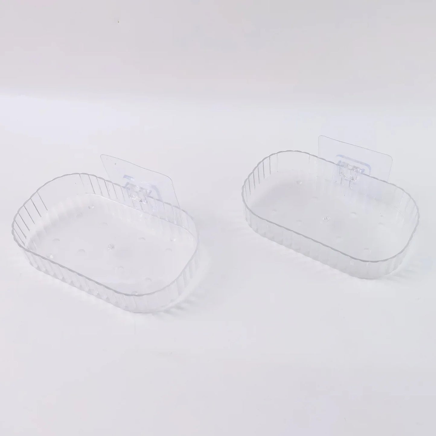 Self Adhesive Transparent Wall Mounted Soap Dish Holder (2 Pc) - Zidbik