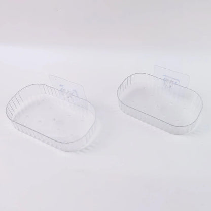 Self Adhesive Transparent Wall Mounted Soap Dish Holder (2 Pc) - Zidbik
