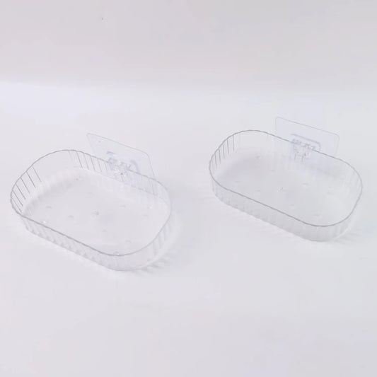 Self Adhesive Transparent Wall Mounted Soap Dish Holder (2 Pc) - Zidbik