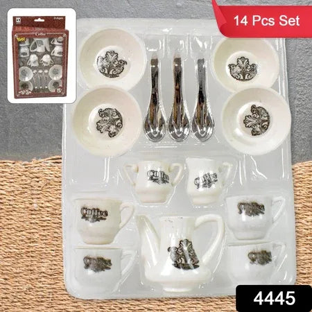4445 Tickles Tea Toy Set Coffee Kitchen Plastic Set Toy For Kids Boys Girls (14 Pcs) - Zidbik