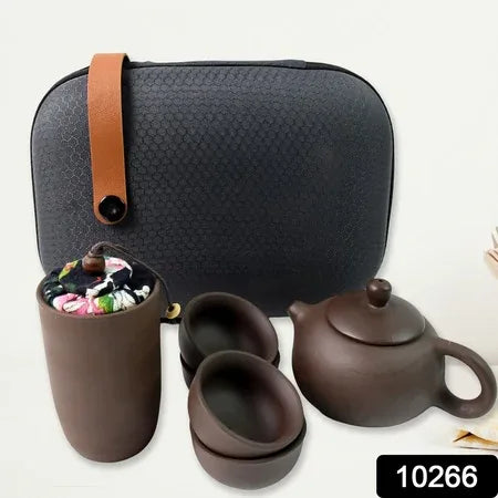 Portable Kung Fu Tea Set With A Portable Travel Bag (Set Of 6pcs) - Zidbik